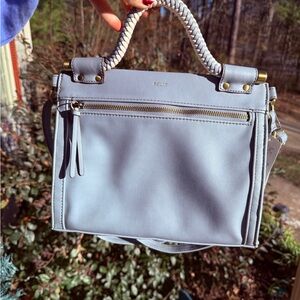 Classic Gray Leather Handbag